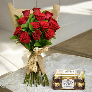 Red Roses with Ferrero Rocher